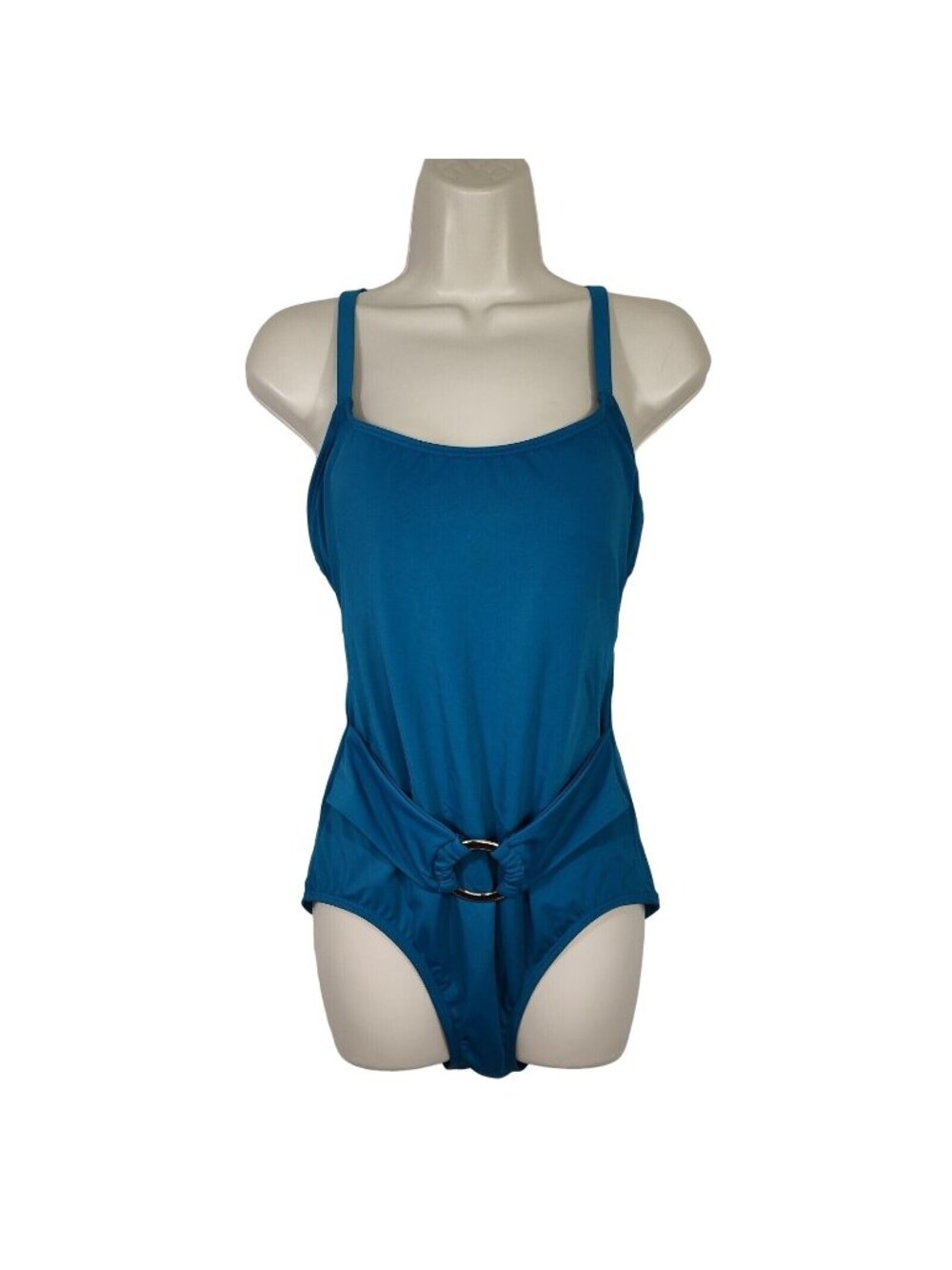 Time And Tru One Piece Swimsuit Women Size L 12-14 Blue Padded Adjustable Strap